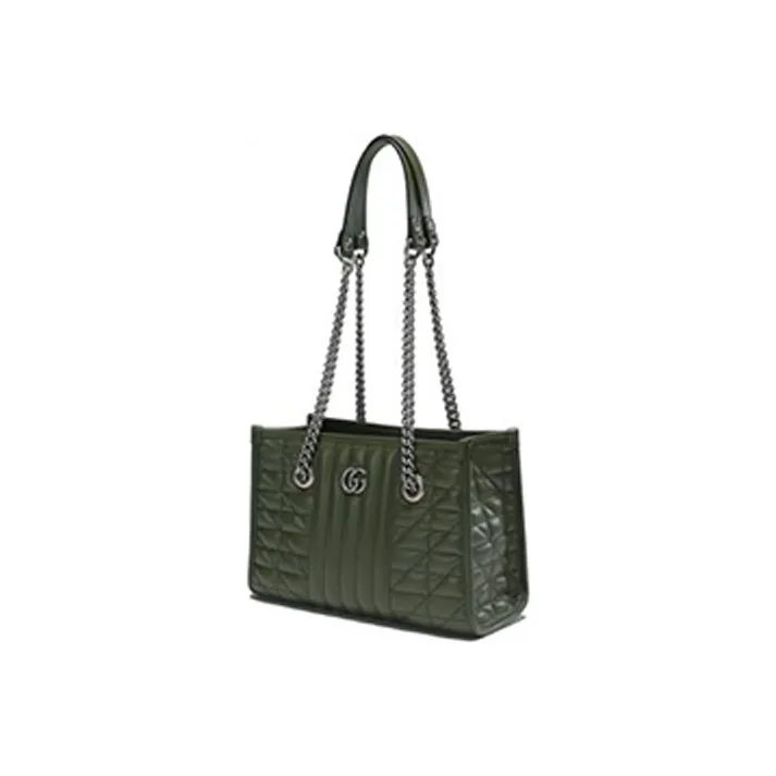 GUCCI MarmontGG Marmont Leather Tote Bag, Shopping Bag, Handbag, Shoulder Bag Small Size Women's Forest Green-1
