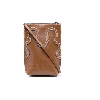 GANNI Recycled Leather Shoulder Bag Crossbody Bag Women's Brown