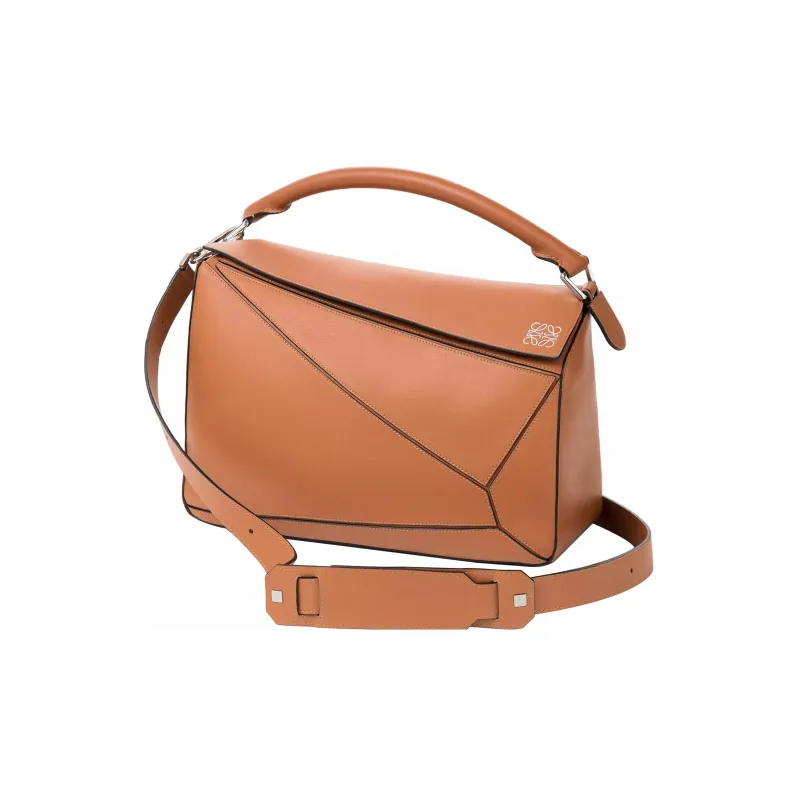 LOEWE Puzzle Calfskin Geometric Bag/Puzzle Bag/Portable Crossbody Bag/Shoulder Bag Tubas Men's Brown/Caramel-2