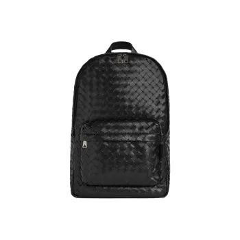 Bottega Veneta Leather Backpack Medium Size Men's Black