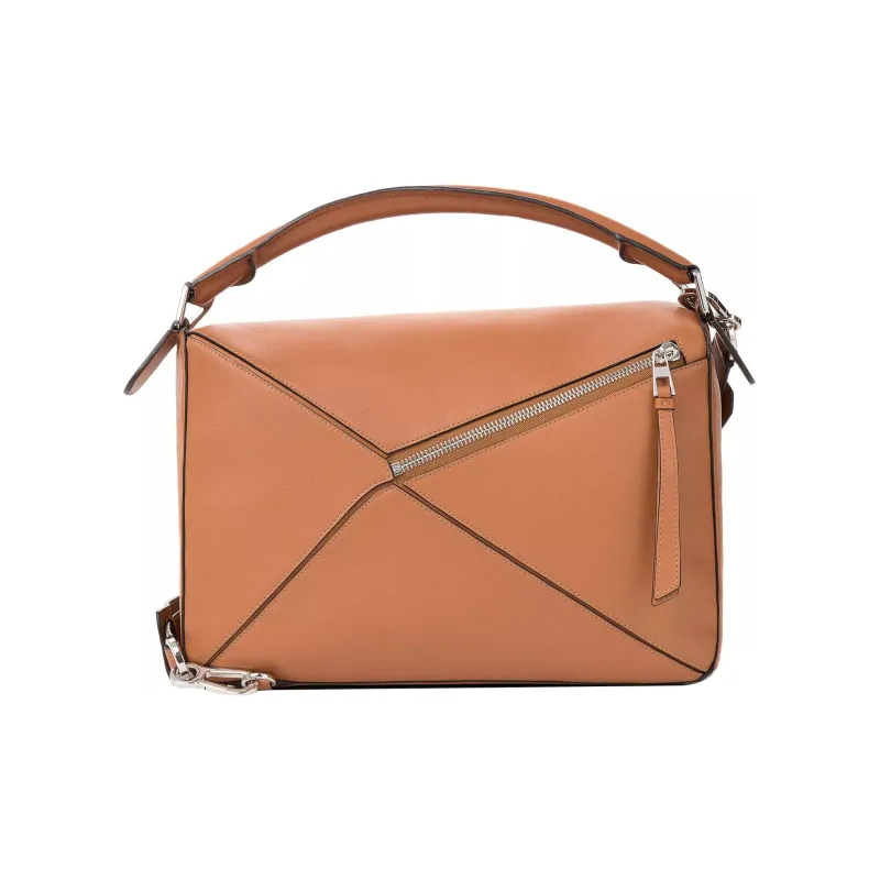 LOEWE Puzzle Calfskin Geometric Bag/Puzzle Bag/Portable Crossbody Bag/Shoulder Bag Tubas Men's Brown/Caramel-3