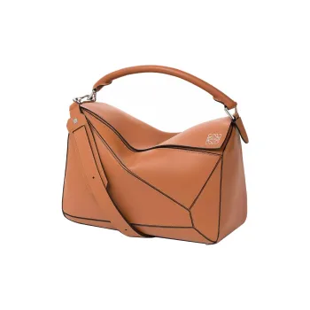 LOEWE Puzzle Calfskin Geometric Bag/Puzzle Bag/Portable Crossbody Bag/Shoulder Bag Large Size Men's Brown/Caramel