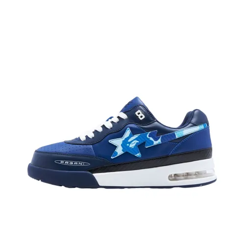 Pagani x A BATHING APE ROAD STA Stylish Skateboarding Shoes Women's Blue