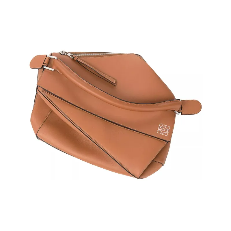 LOEWE Puzzle Calfskin Geometric Bag/Puzzle Bag/Portable Crossbody Bag/Shoulder Bag Tubas Men's Brown/Caramel-4