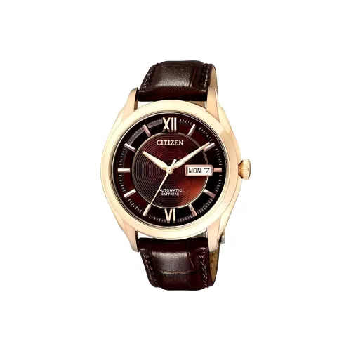 CITIZEN Automatic Mechanical Movement Cowhide Strap Watch 40mm Men's Watch Coffee Watch Dial