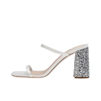 MIU MIU Slide Slippers Women's White Silver