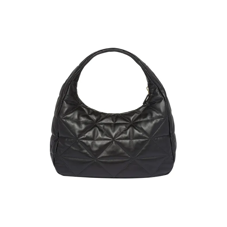 PRADA Soft Sheepskin Leather Handbag Large Size Women's Black-2