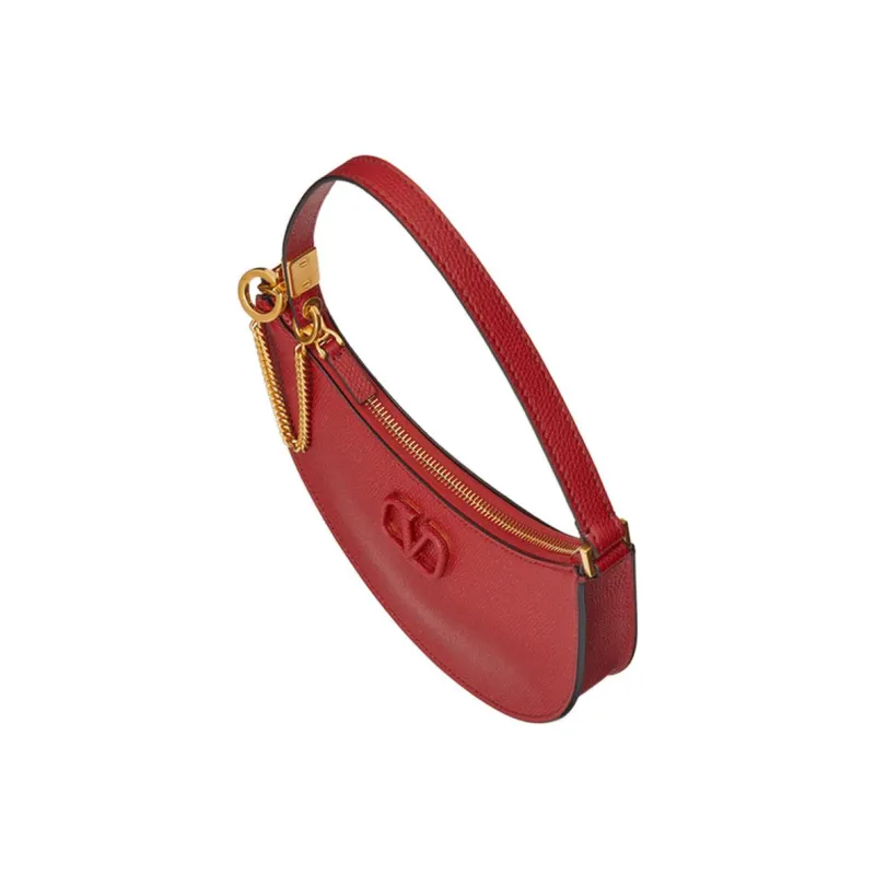 Valentino Grained Calfskin HOBO Bag Shoulder Handbag Mini Women's Red-4