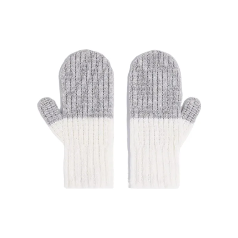 THOM BROWNE Knit Glove Kids' Gray/White-1