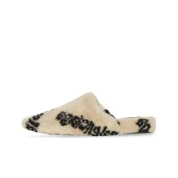 Balenciaga Teddy Closed Toe Slippers Women's Beige Black