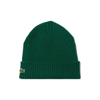 LACOSTE Logo-Embroidered Ribbed Beanie