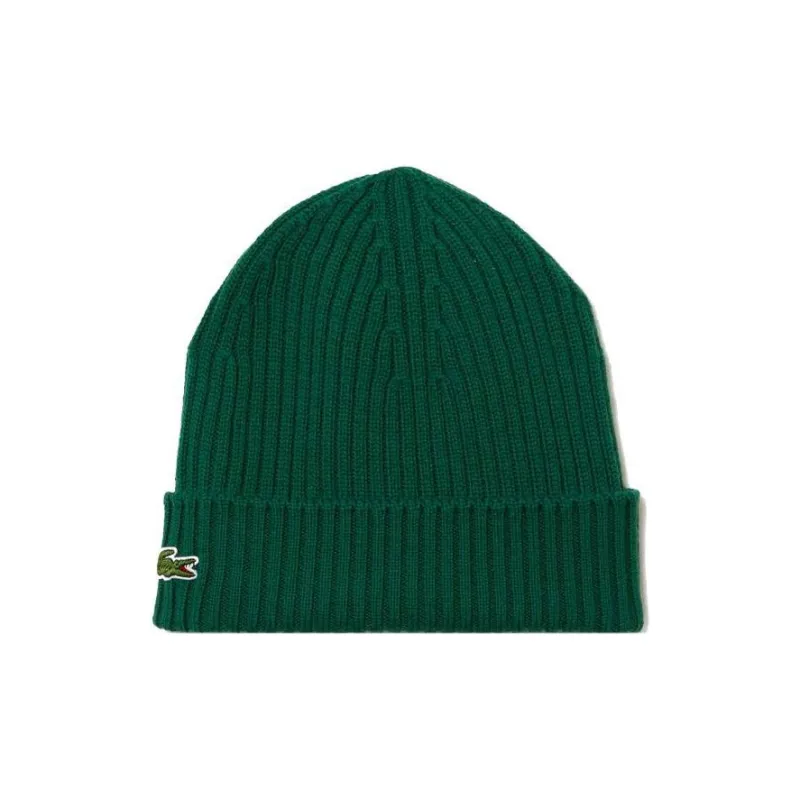 LACOSTE Logo-Embroidered Ribbed Beanie-0