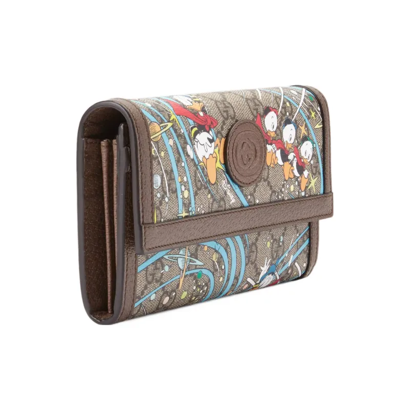 GUCCI Disney Collaboration Canvas With Leather Wallet Unisex Brown-1