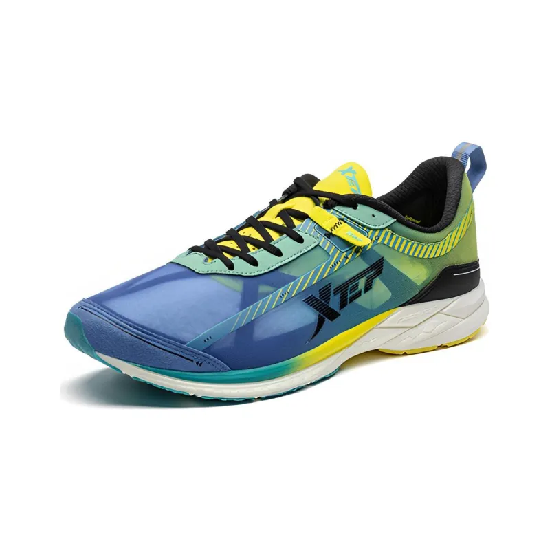 XTEP Cushioned Anti Slip Wear Resistant Breathable Lightweight Low Top Running Shoes Men's Blue Yellow-1