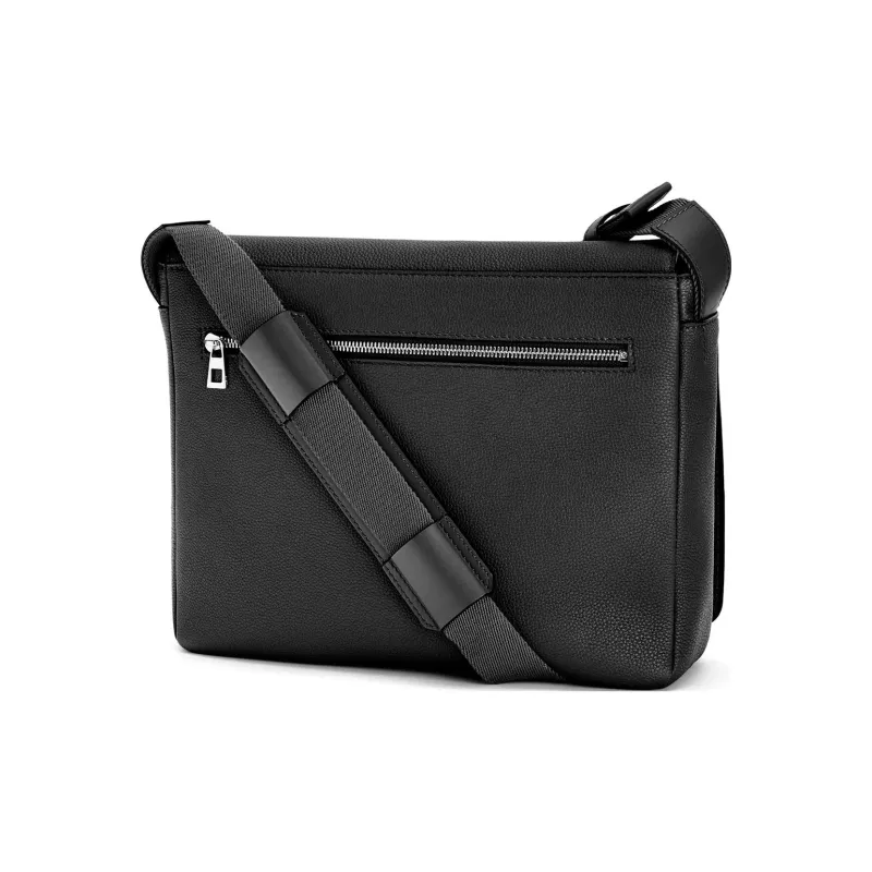 LOEWE Anagram Basket Soft Grained Cow Leather Patchwork Canvas Messenger Bag Shoulder Bag Crossbody Bag Men's Black-1