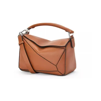 LOEWE Puzzle Classic Cow Leather Geometric Puzzle Bag Handbag Small Size Women's Brown/Caramel