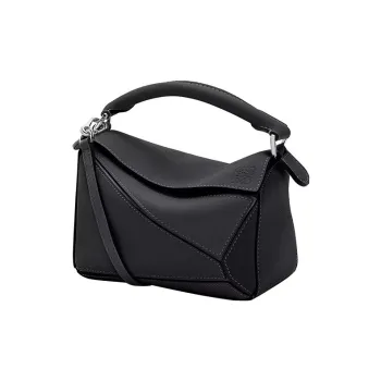 LOEWE PuzzleAnagram Calfskin Geometric Puzzle Bag, Portable Crossbody Bag, Shoulder Bag Mini Women's Black