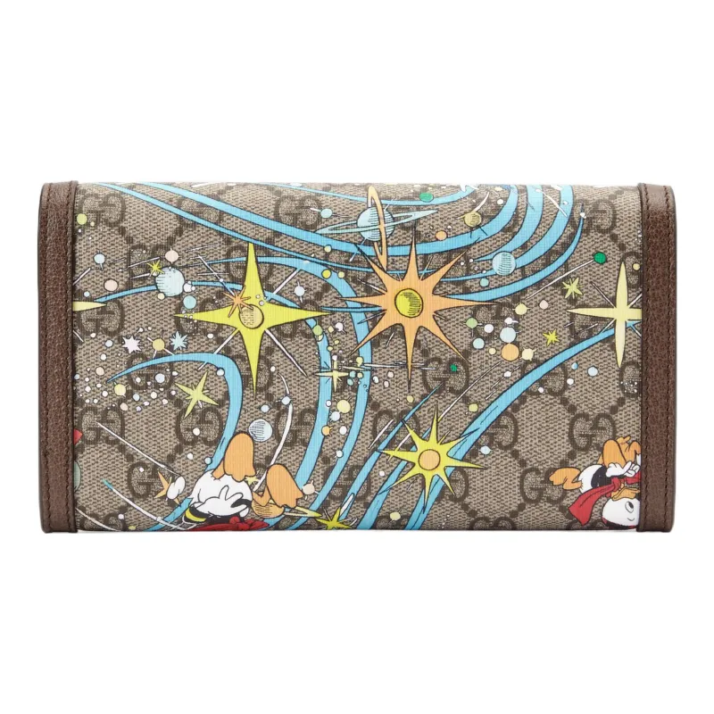 GUCCI Disney Collaboration Canvas With Leather Wallet Unisex Brown-2