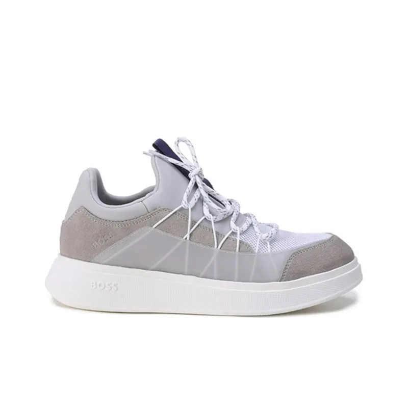 HUGO BOSS Stylish Skateboarding Shoes Men's White Light Gray-1