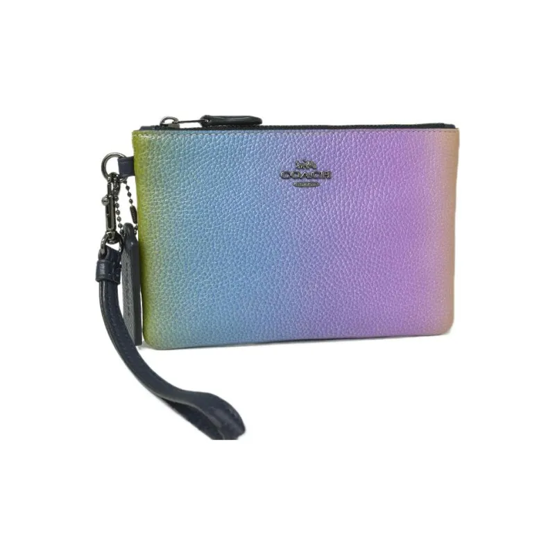 COACH Pouch Leather Clutch Wrist Bag Mini Women's Gradient Blue & Gradient Purple-1