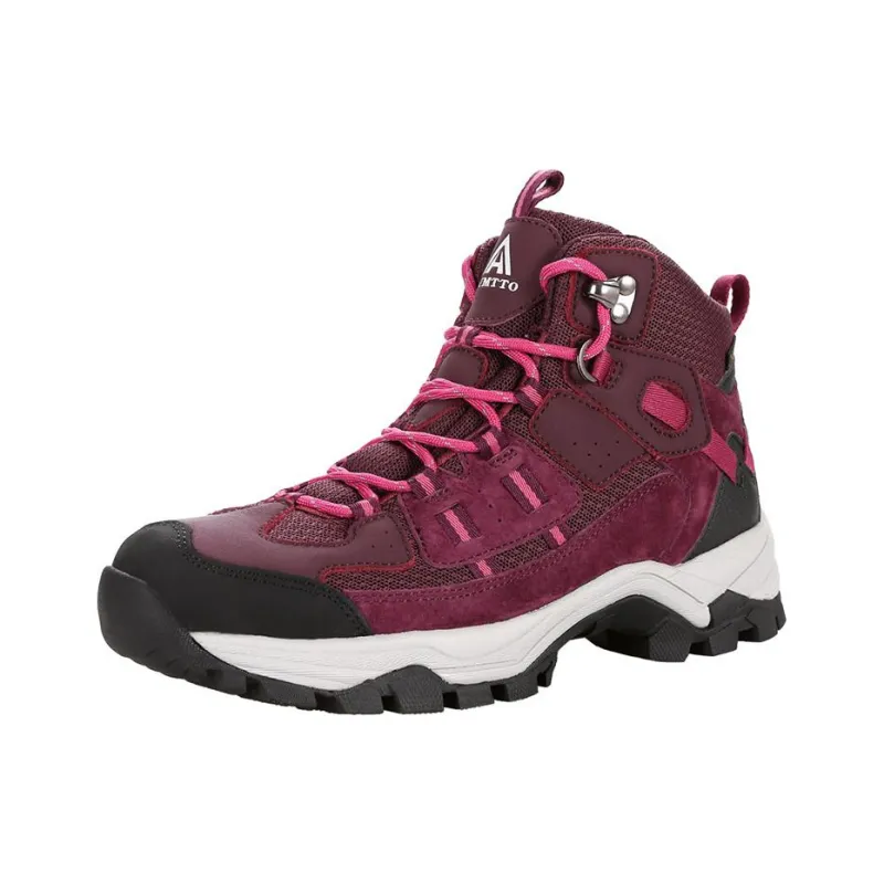 HUMTTO Non-slip Wear-resistant Shock Absorption High-Top Outdoor Shoes Women's Burgundy-1