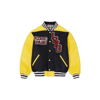 KENZO Tiger Leather Sleeve Varsity Jacket