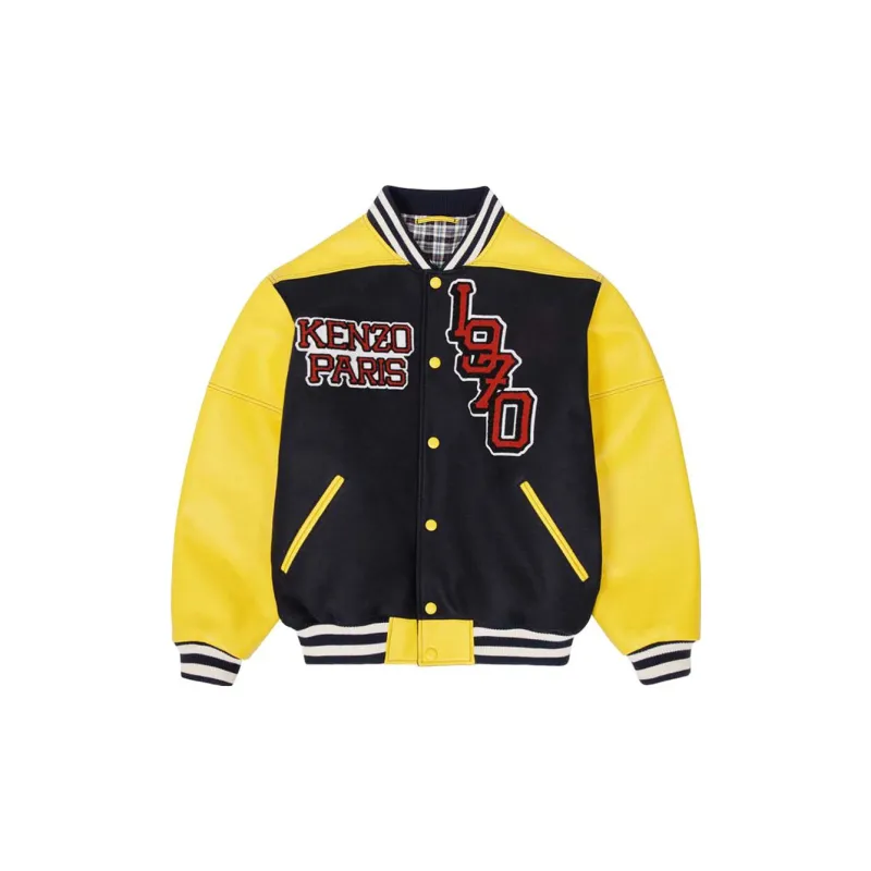 KENZO Tiger Leather Sleeve Varsity Jacket-0