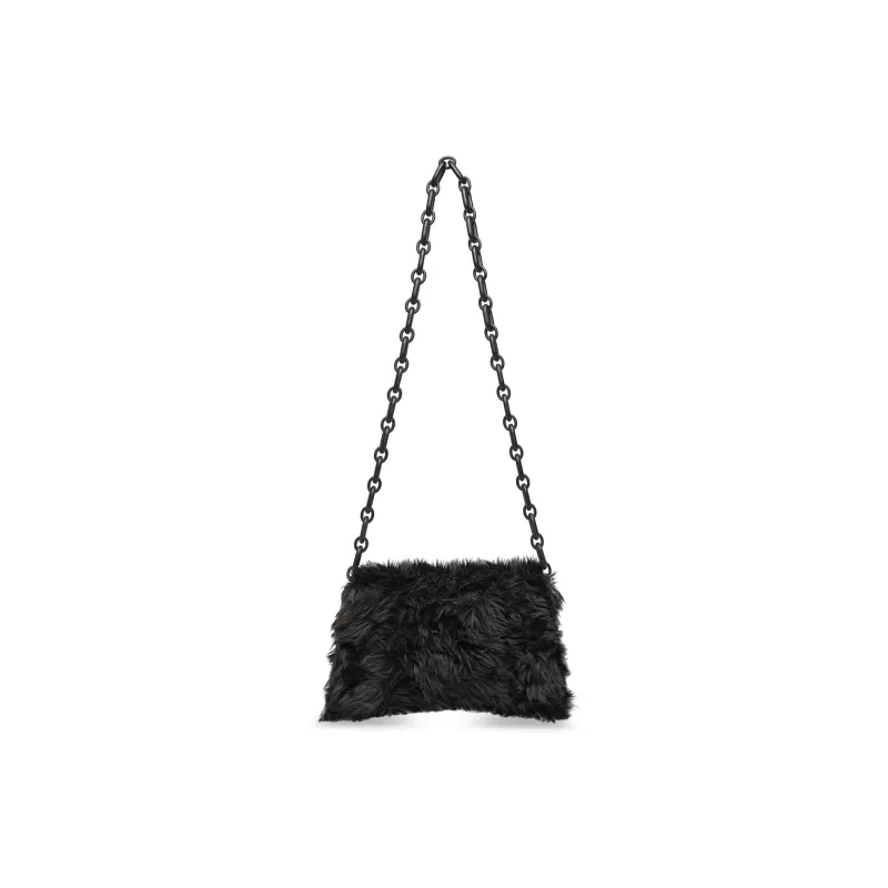 Balenciaga Downtown Faux Fur Crossbody Bags Shoulder Bags Mini Women's Black-1
