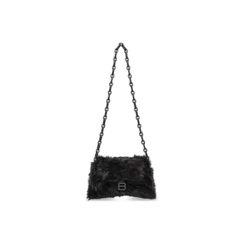 Balenciaga Downtown Faux Fur Crossbody Bags Shoulder Bags Mini Women's Black