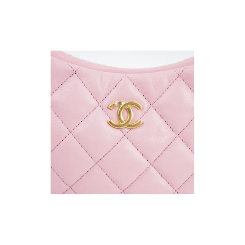 CHANEL Sheepskin With Gold Metal Hobo Bag Shoulder Bag Satchel Shoulder Handbag Regular Women's Pink-4