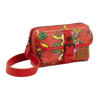 KENZO Polyurethane Bonded Leather Messenger Bag Crossbody Bag Shoulder Bag Small Size Men's Chinese Red