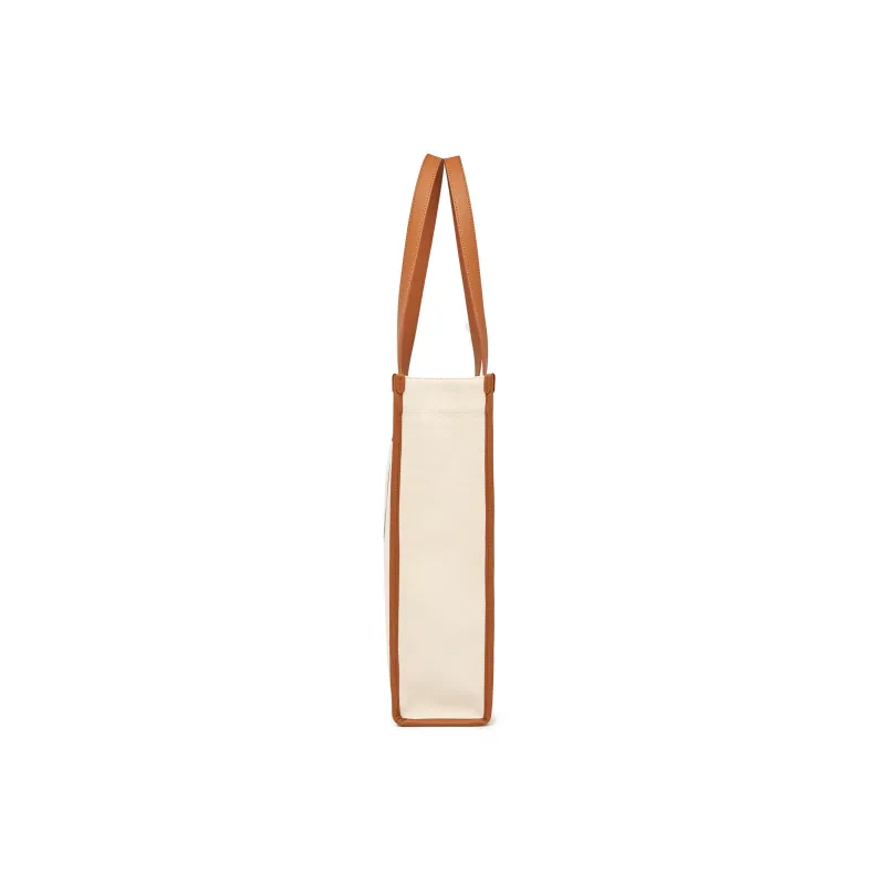 MLB Cotton With Polyester Tote Shopping Bag Handbag Shoulder Bag Unisex Ecru & Milk Tea Brown-3