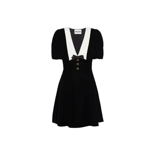 MIU MIU Short-Sleeved Dresses Women's Black