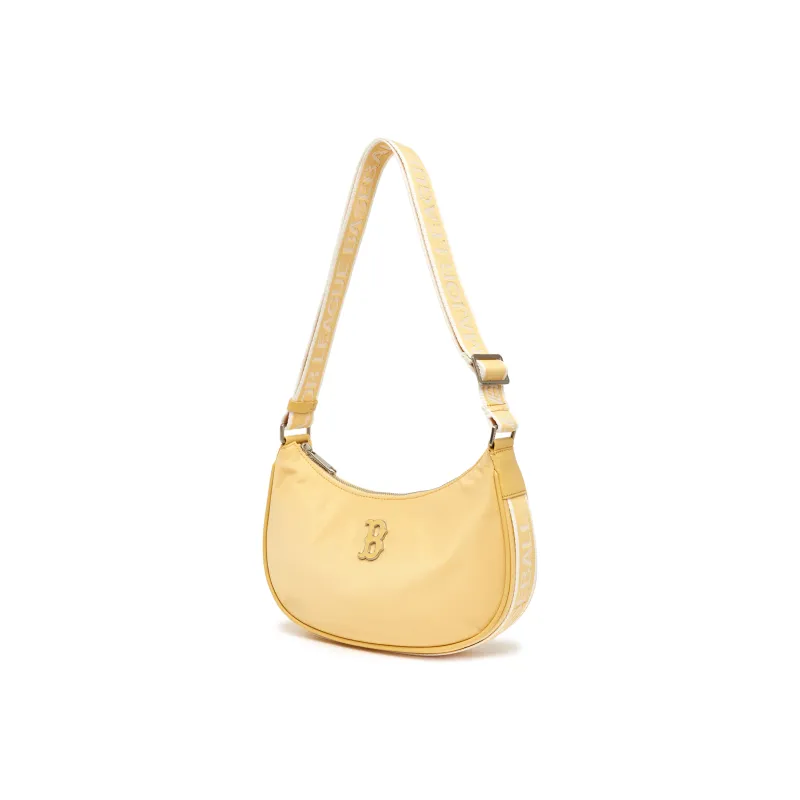 MLB Artificial Leather With Nylon Hobo Underarm Bag, Shoulder Bag Women's Lemon Bright Yellow-2