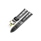 Gold Pull Tab-Black Leather with White Stitching