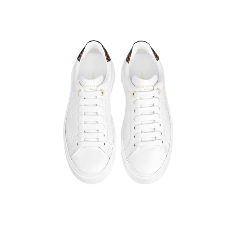 LOUIS VUITTON Time Out Sneakers 'White Monogram With Brown' Women's-4
