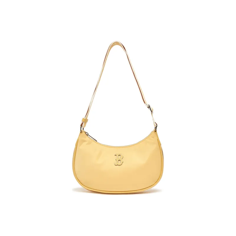 MLB Artificial Leather With Nylon Hobo Underarm Bag, Shoulder Bag Women's Lemon Bright Yellow-0