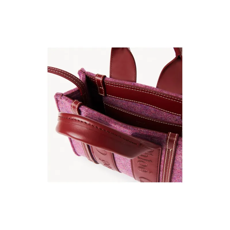 Chloe Woody Cow Leather Tote Bag Shopping Bag Shoulder Bag Crossbody Bag Handbag Mini Women's Purple/Burgundy-2