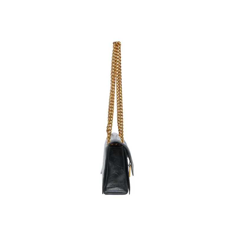 Balenciaga Crush Chain Shoulder Bag Small Black/Aged Gold-1