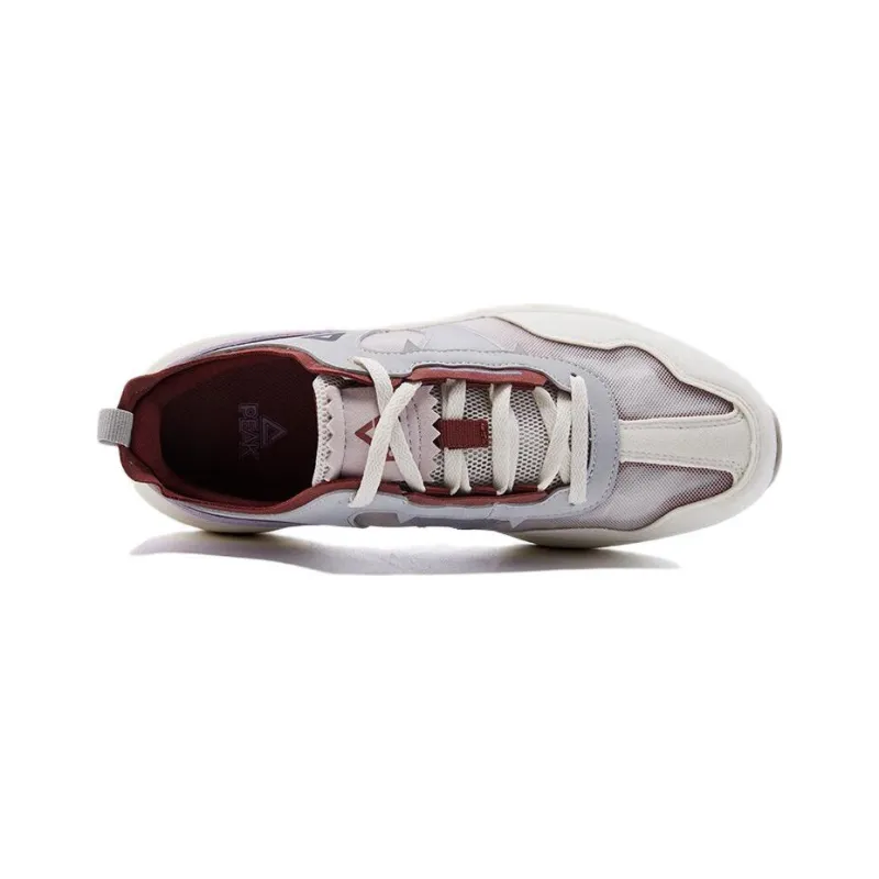 PEAK Casual Shoes Women's Low Top Light Gray/Embroidered Red-2
