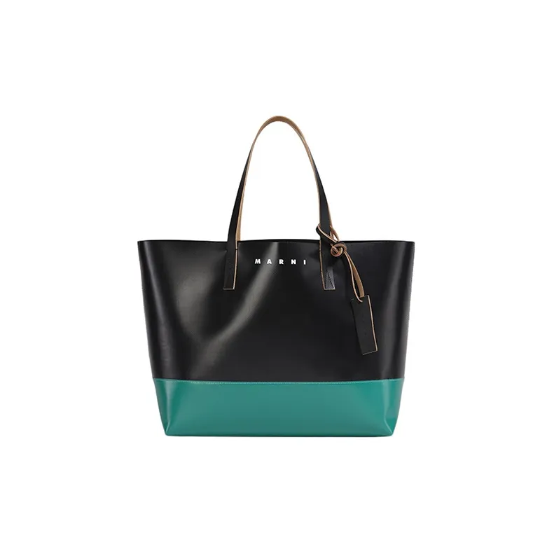 MARNI Tribeca Cowhide With Polyester Tote Bag Shopping Bag Shoulder Bag Handbag Men's Green/Black-0