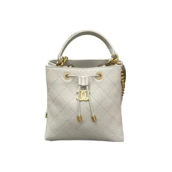 CHANEL Grain Litchi Grain Cow Leather Bucket Bag, Seven X Bag, Handbag, Crossbody Bag Regular Women's Gray