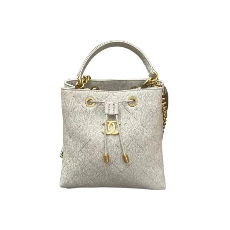 CHANEL Grain Litchi Grain Cow Leather Bucket Bag, Seven X Bag, Handbag, Crossbody Bag Regular Women's Gray-0