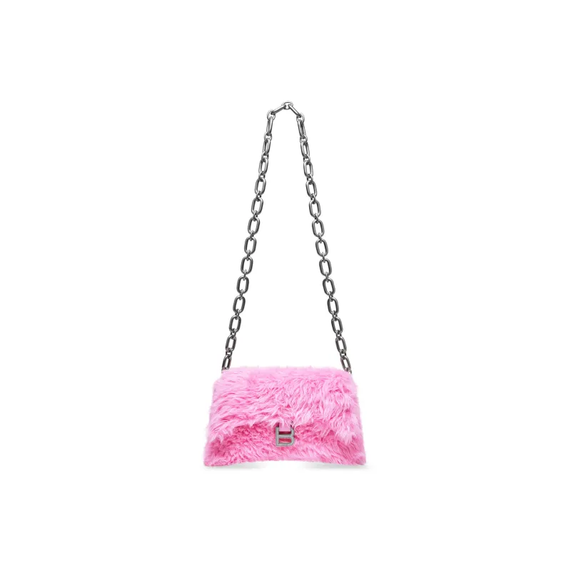 Balenciaga Downtown Faux Fur Crossbody Bag, Shoulder Bag Mini Women's Pink-0