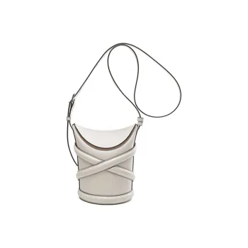 Alexander McQueen THE CURVE BAG Cow Leather Crossbody Bag Bucket Shoulder Bag Women's Ivory White