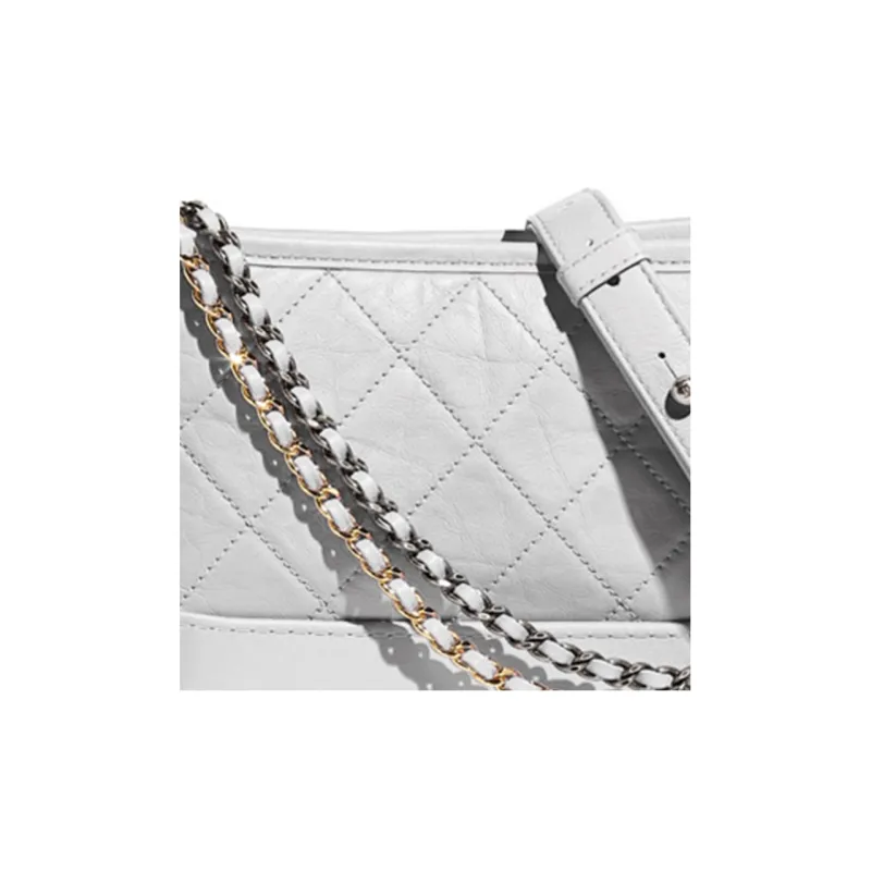 CHANEL Gabrielle Calfskin Hobo Bag, Handbag, Shoulder Bag, Crossbody Bag Trumpets Women's Light Gray-3