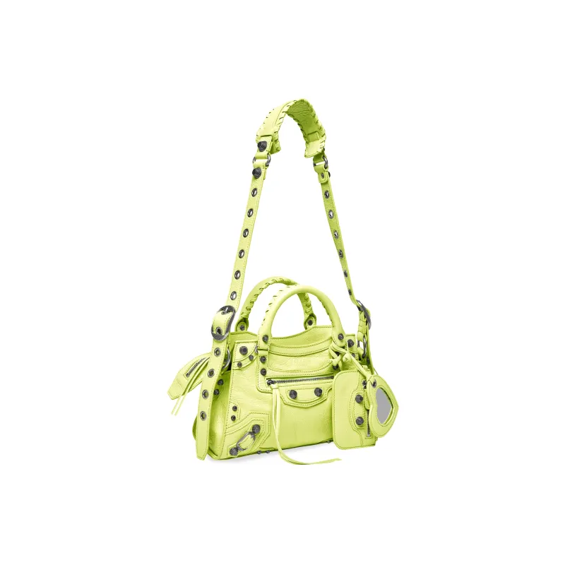 Balenciaga Neo Cagole Sheepskin One Shoulder Handbags Extra Small Women's Yellow-2