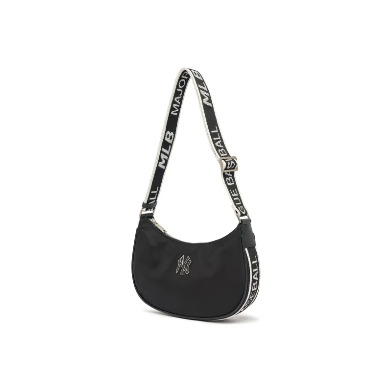 MLB Boston Red Sox Artificial Leather With Nylon Hobo Bag, Shoulder Bag, Handbag Women's Black-2