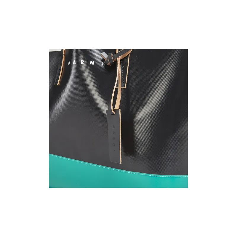 MARNI Tribeca Cowhide With Polyester Tote Bag Shopping Bag Shoulder Bag Handbag Men's Green/Black-4