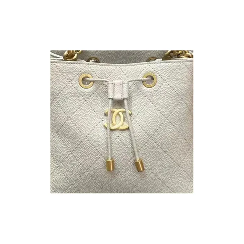 CHANEL Grain Litchi Grain Cow Leather Bucket Bag, Seven X Bag, Handbag, Crossbody Bag Regular Women's Gray-3